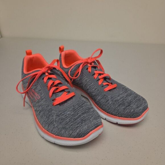 Skechers Womens Dual Lite Weight 12753 Gray / Pink Running Shoes Sneakers Size 7 - Picture 2 of 10